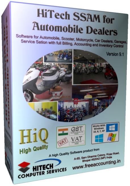 Software for two wheeler service stations , Software for Automobile Dealers, Vehicle Sales Software, software for two wheeler service stations, Software for Garages, Start HiTech Accounting Software Free Trial, Popular Online Accounting Software, Automobile Software, Simple GST Invoicing and Reports for Your Business. Start 30-Day Free Trial! Both available offline and online for hotels, hospitals and petrol pumps, medical stores, newspapers, automobile dealers, traders